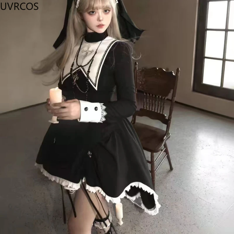 Japanese Victorian Punk Style Lolita Dress Sets Women Gothic Y2k Halloween Cosplay Princess Dress Harajuku Eveing Party Dresses