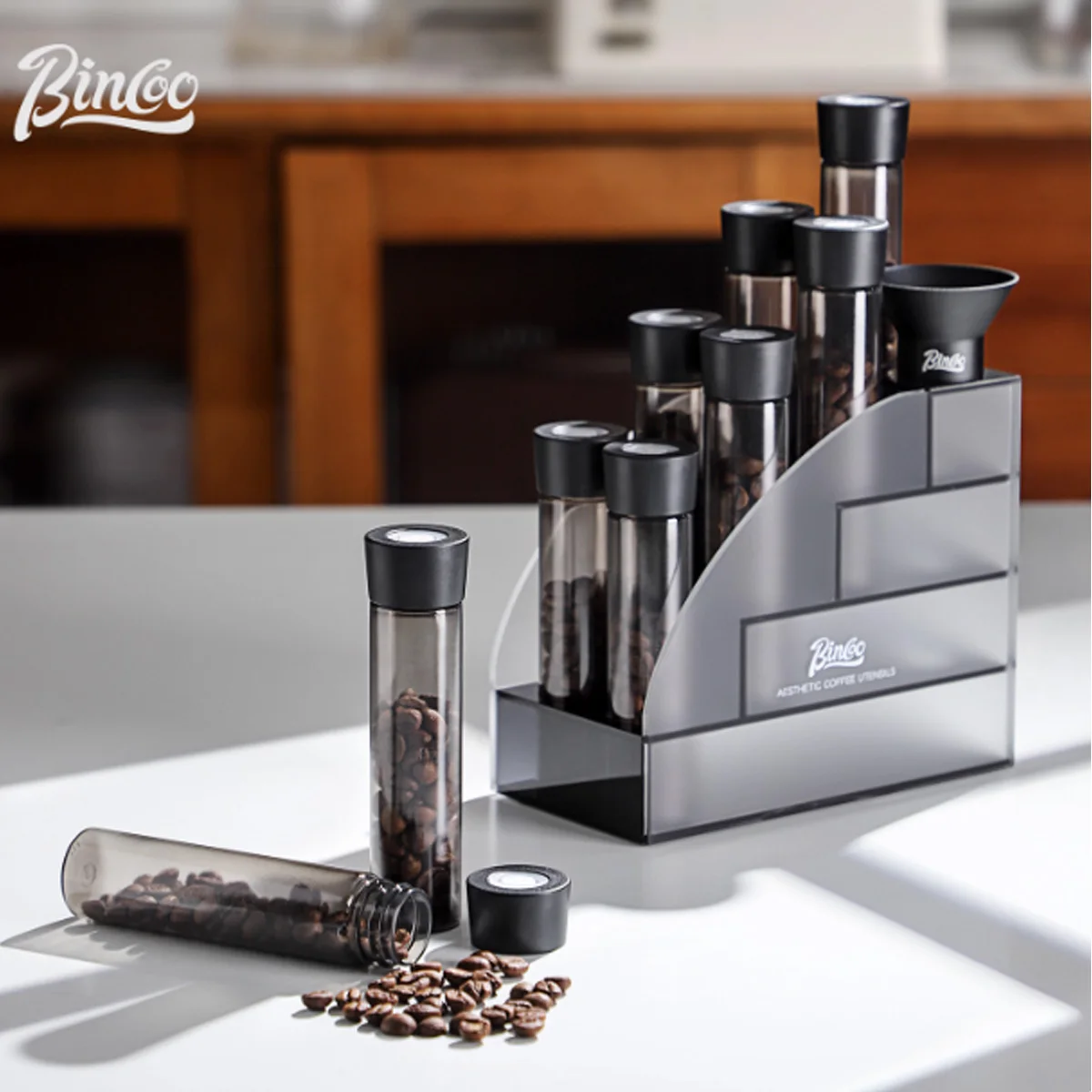 

Coffee Beans Storage Container Tube Display Rack Tea Bottle Glass Single Dose Espresso Accessory Coffeware Set Barista Tool Gift