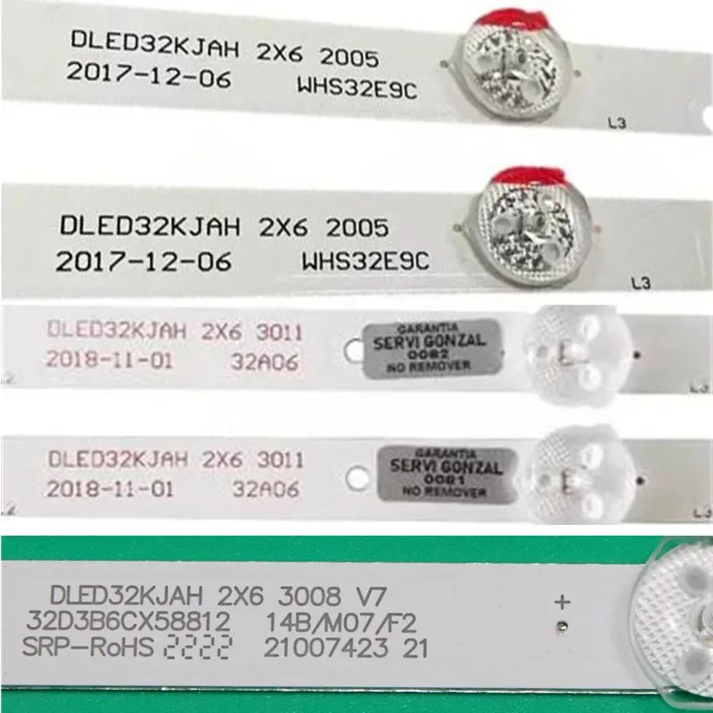 Kit Barre di illuminazione TV per Mitsui MTV3216iLED Striscia di retroilluminazione DLED32KJAH 2X6 2005/3001 Kit Fasce per Atvio ATV3216iLED