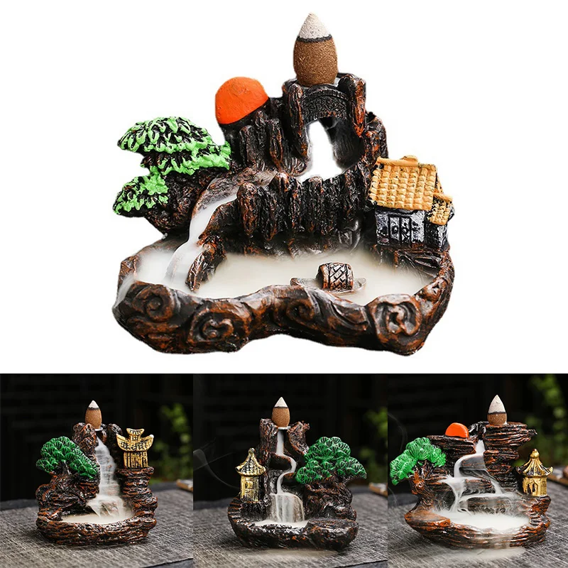 Backflow Fragrance Incense Burner Zen Intention Landscape Backflow Fragrance Viewing Remote Mountain Resin Small Incense Burner