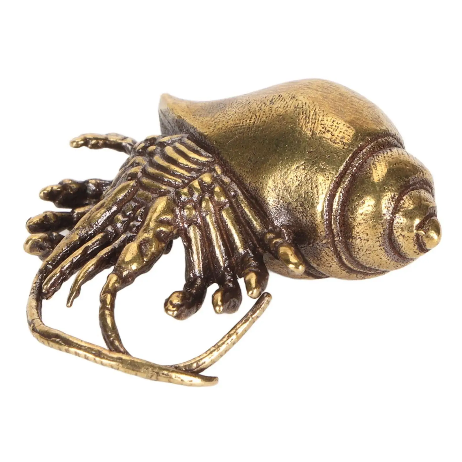 Brass Hermit Crab Statue - Compact Flat Bottom  Pet Decor for office & Desktop, Unique Home Accent