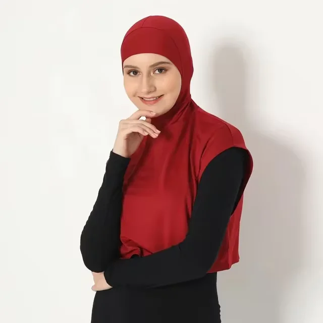 Desporto das Mulheres Muçulmanas com capuz Hijab, Pray Abaya, Islam Vestuário, Lenço de cabeça, Turbante, Envoltório instantâneo, Overhead Crop Tops, Jersey monocromático