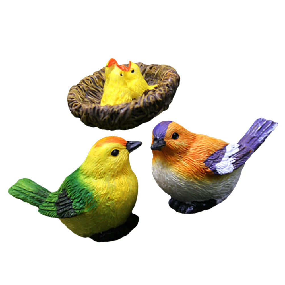 Simulatie Vogel Ornament Figuren Micro Kunstmatige Mini Nest Miniatuur Huis voor Decor Beeldjes Decoraties