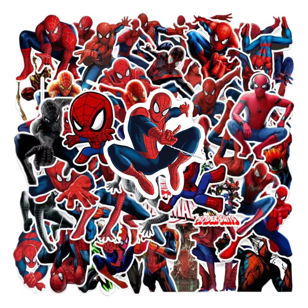 50pcs Disney Movie Spiderman Anime Stickers Toys Party Kid Sticker DIY Phone Laptop Skateboard Notebook Sticker Party Decor Gift