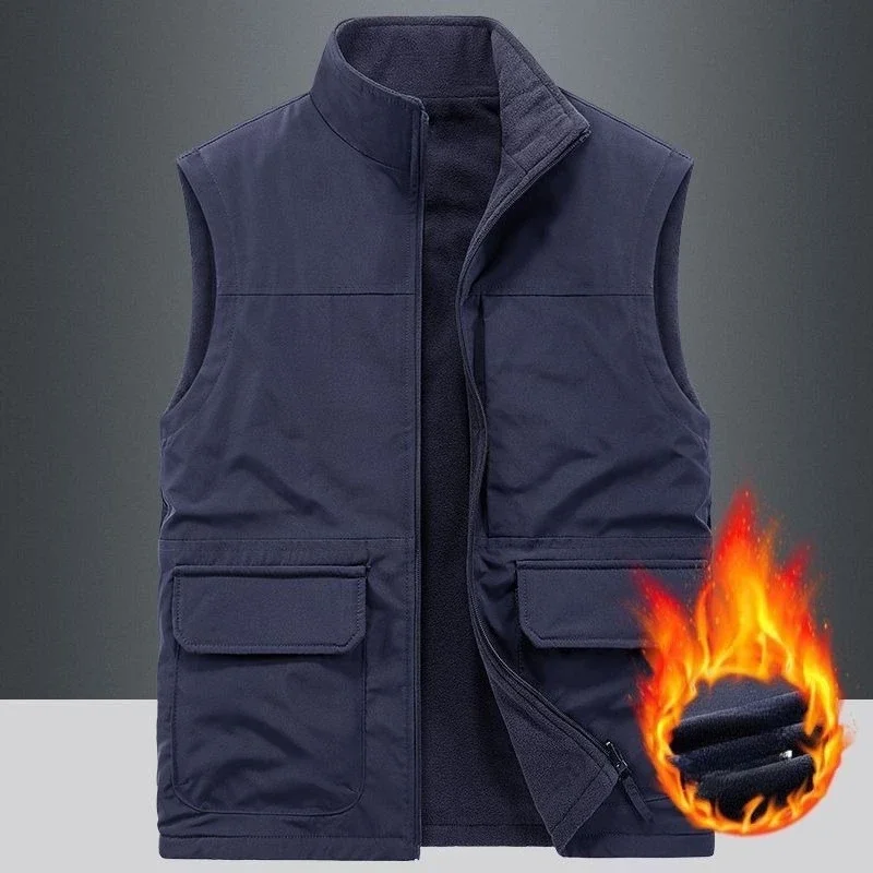 Lazer ao ar livre pesca colete de couro à prova de vento masculino confortável versátil respirável esportes na moda colete cor sólida casual