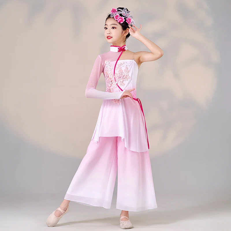 

Children's Classical Dance Performance, Yangge Dance, Fan Solo Dance, Art Exam Dress, Chinese Performance Dress, Pink