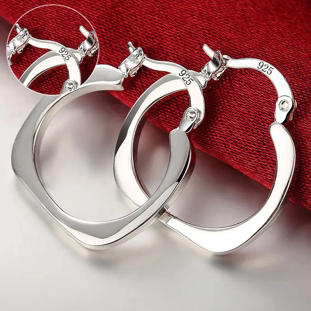 Top Quality Silver Color Earrings Simple Round Circle Hoop Earrings For Woman Fashion Wedding Engagement Charm Jewelry