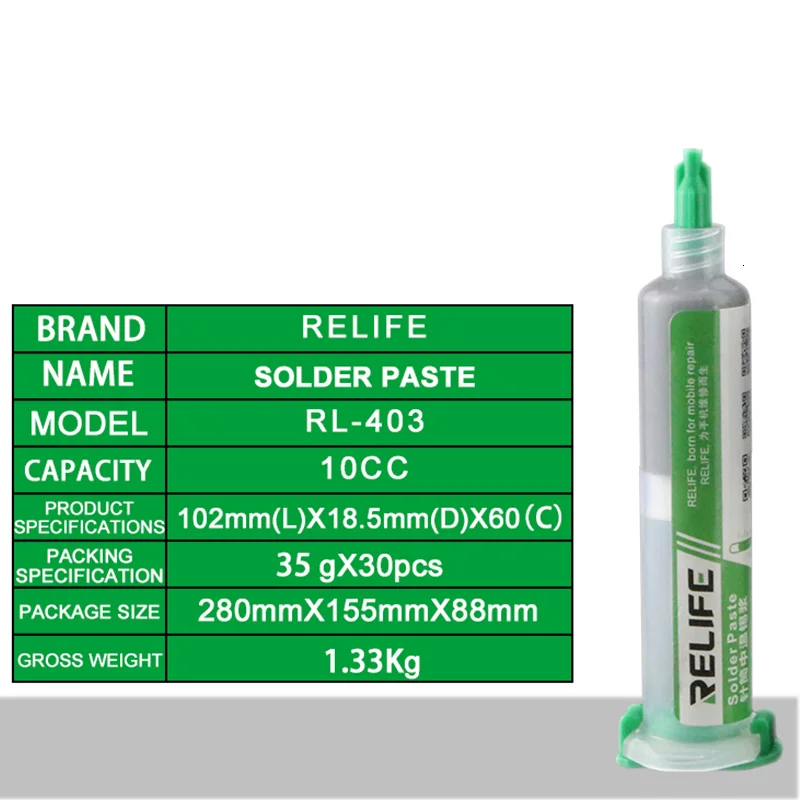 1pc 10CC High Quality Solder Paste Flux No-clean Original RELIFE Soldering Paste RL-403 Solder Tin Flux For Soldering iron