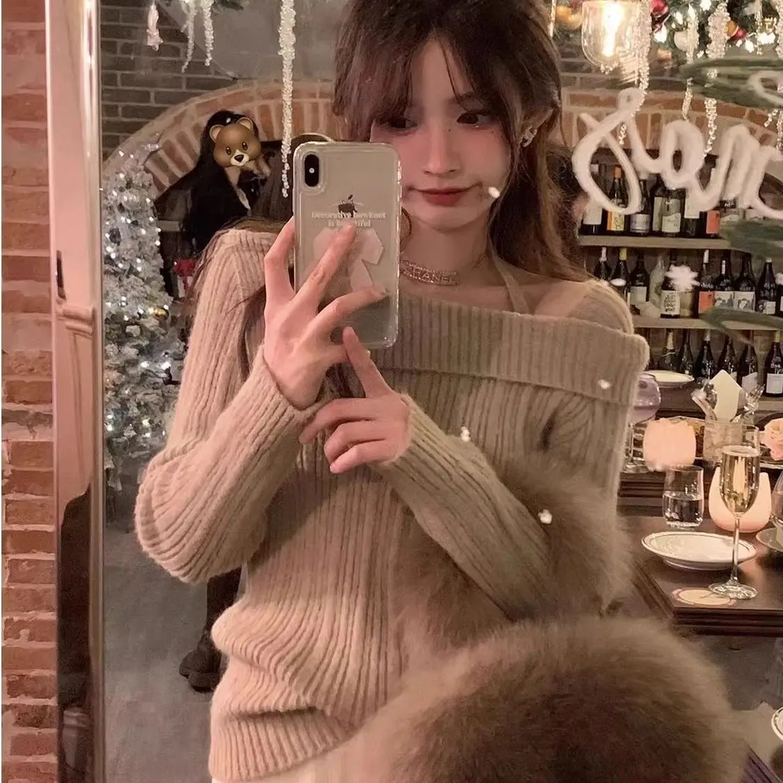 

Knitted Sweater with Inclined Collar for Women, Slim Fit Pullover, Sweet Solid Color, Korean Style, Autumn, New Style