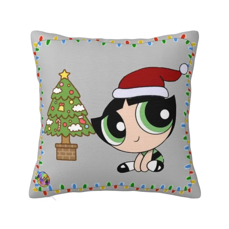 Custom The P-Powerpuffs Girls Cushion Cover Home Decorative 3D Printing Christmas Throw Pillow Case for Car Double-sided