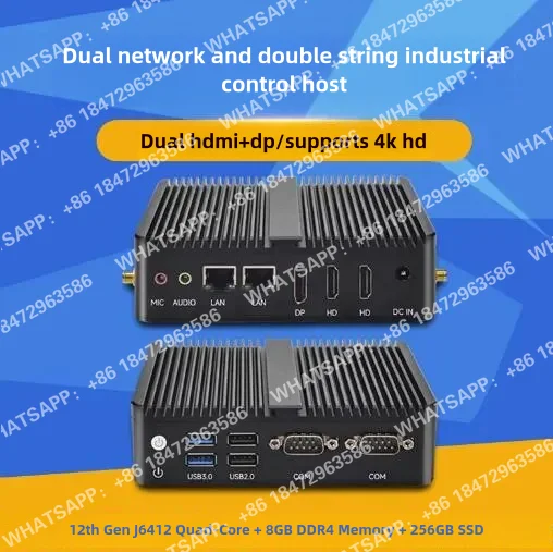 J4125 J6412 N100 J1900 J1800 Embedded Fanless Mini PC Fanless 2LAN Gigabit NICs MINI Computer PfSense Server Firewall with 2xCOM