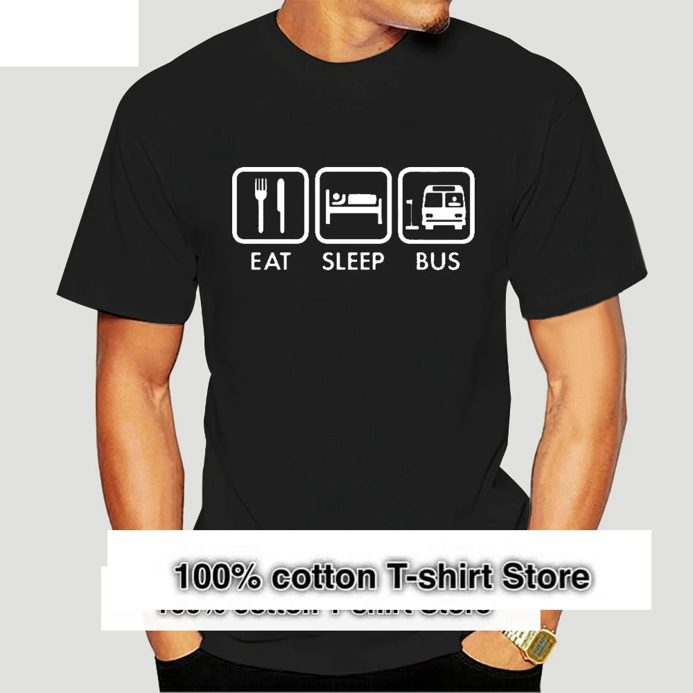 WEELSGAO Custom Printed T Shirts Crew Neck Short Eat Sleep Bus Driver Design Mens T Shirts 9239A