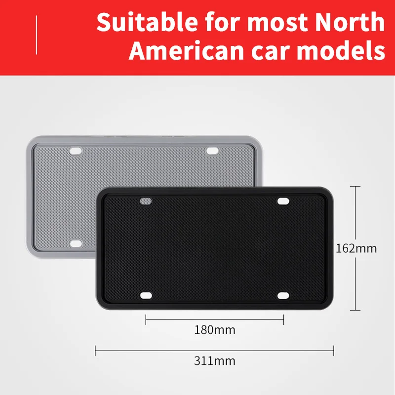 Anti-Rust Silicone License Plate Frame American Cars Black License Plate Frame Bracket Weatherproof Durable Auto Accessories