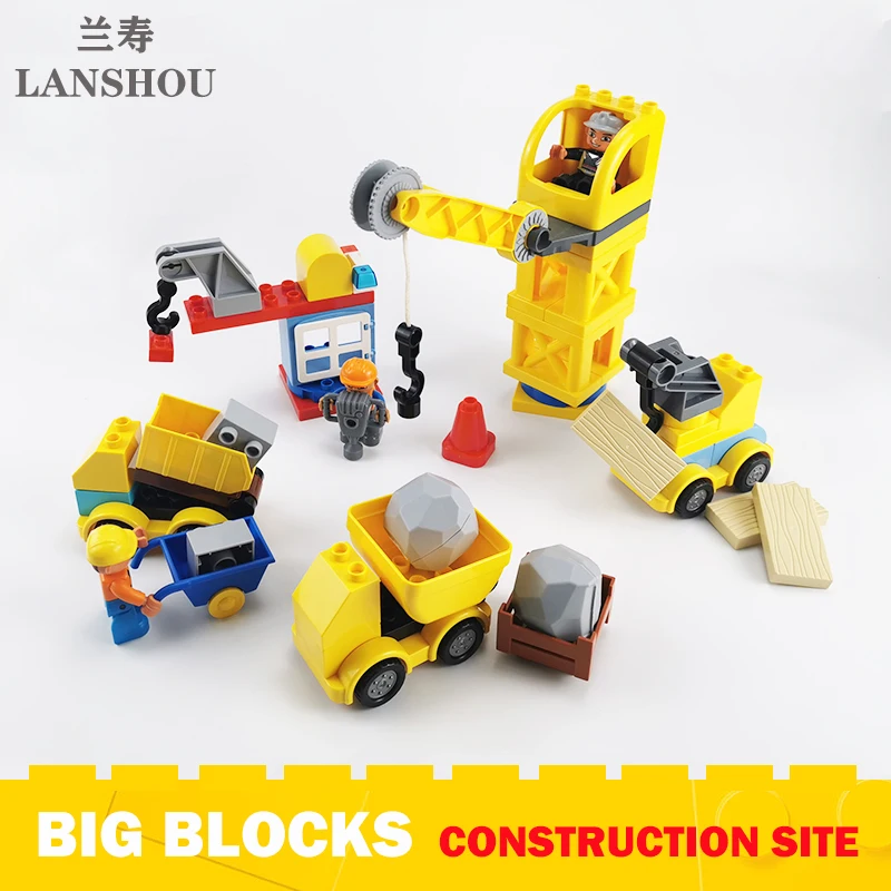 

Big Size Building Blocks Construction Site Pendant Crane Engineering Car Moc Accessories Compatible Large Bricks Assembly Toy