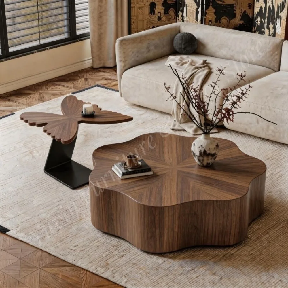 Butterfly Wooden Coffee Table Rotatable New Chinese-style Minimalist Design Living Room Furniture Mid-century Modern Table