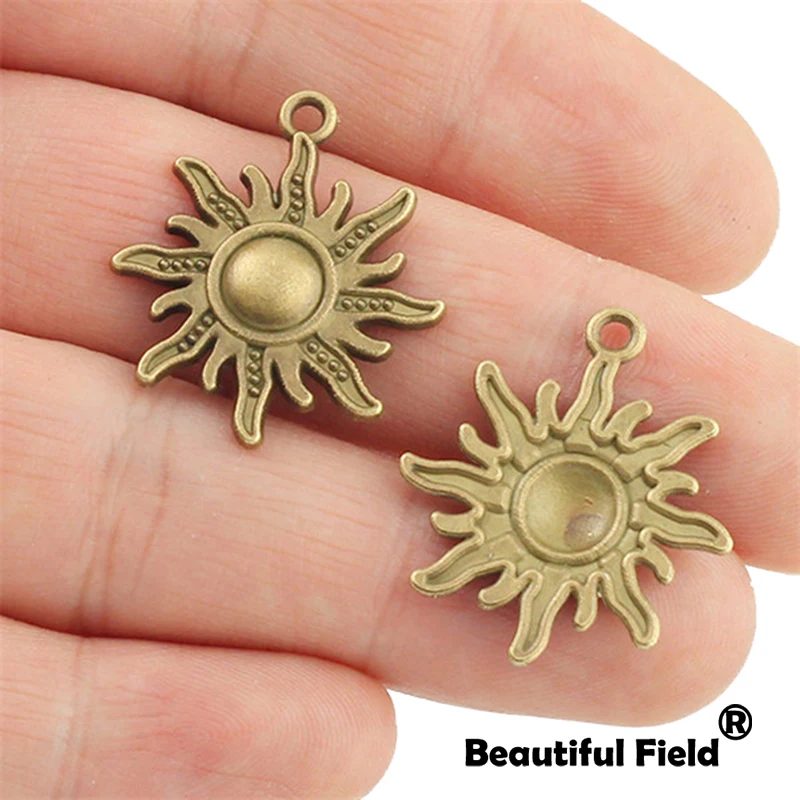 15pcs 28X25mm Antique Bronze Silver Gold Zinc Alloy Charms Bracelet Necklace Pendant New Fashion Sun Flowers A213