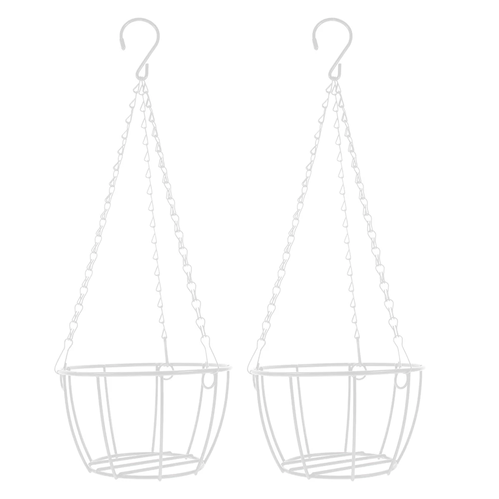 

2 Pcs Hanging Basket Iron Plant Stand Flower Pots Balcony Planter Holder Decorative Space Saving Outdoor Small Wire Metal