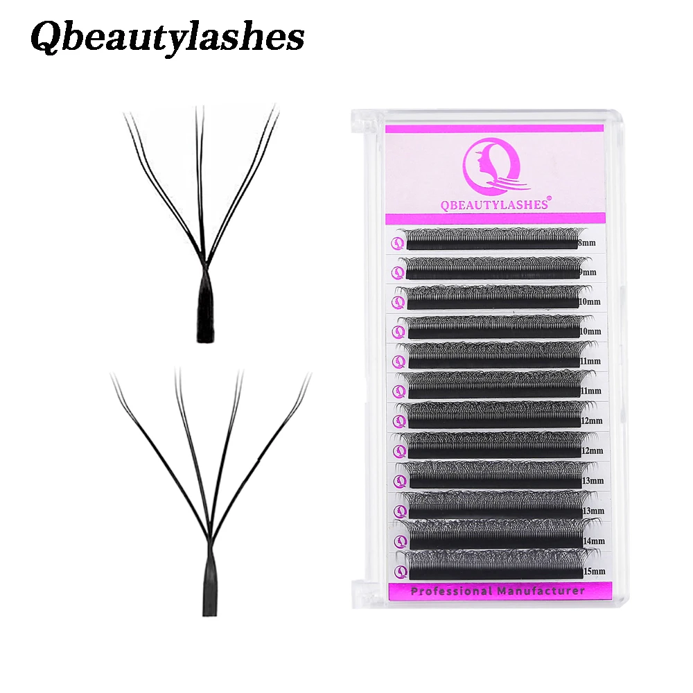 

Накладные ресницы Qbeautylashes W-образной формы 3D 4D 6D 8D YY с двойными кончиками, готовые пучки, объемные, мягкие, натуральные, для индивидуального наращивания