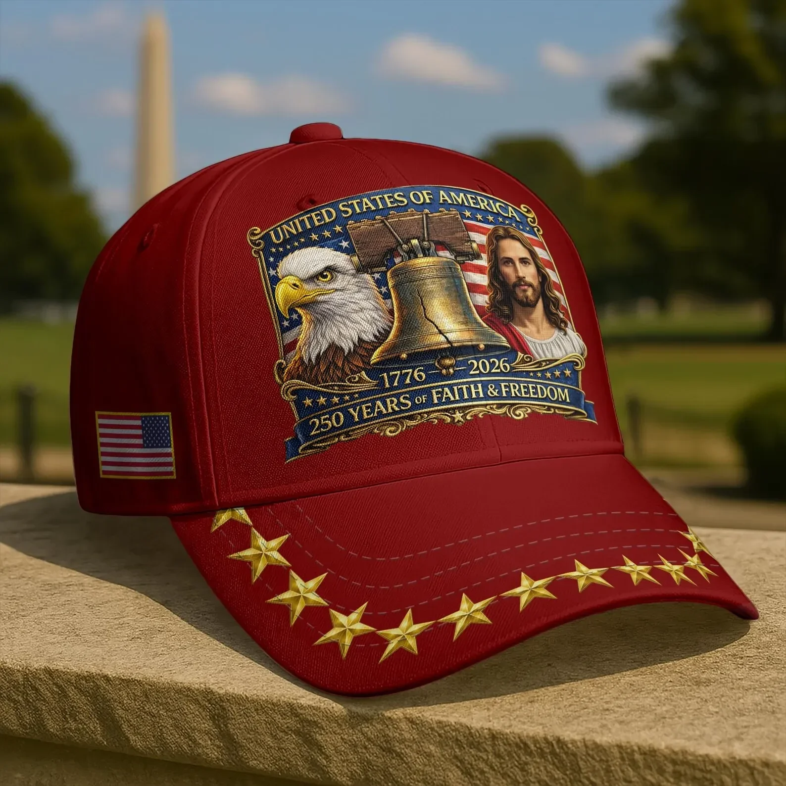 Customization 250 Years Of Faith & Freedom Cap, Multicolor Bald Eagle Patriotic Hat, 1776-2026 Independence Gift, 250th Annivers
