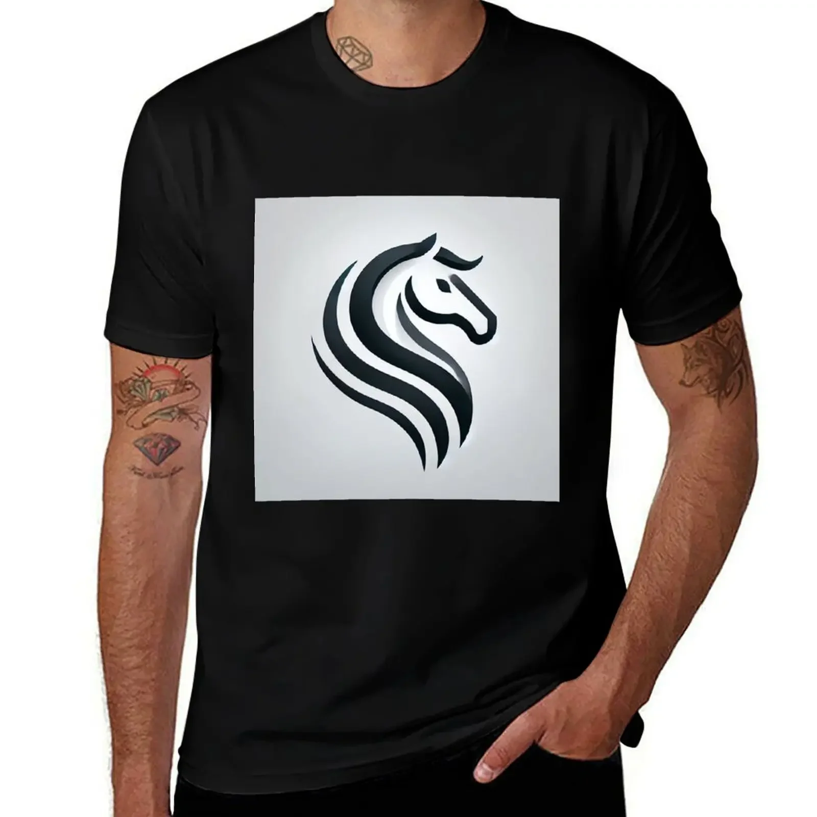 

horse portrait T-Shirt vintage graphic tee customs anime stuff cute tops luxury clothes men