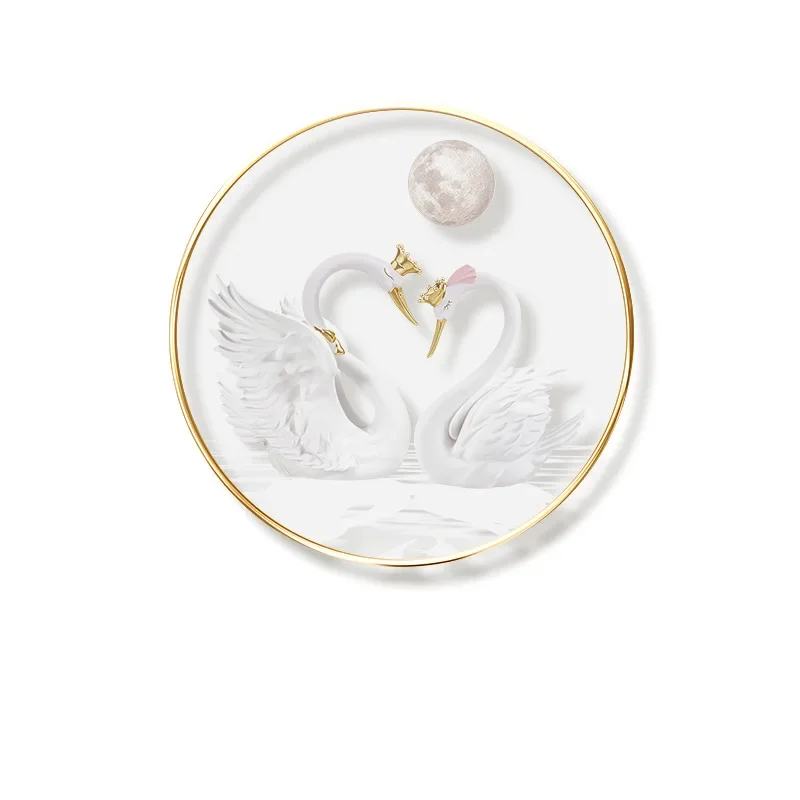 

Modern light luxury background wall warm romantic swan hanging painting