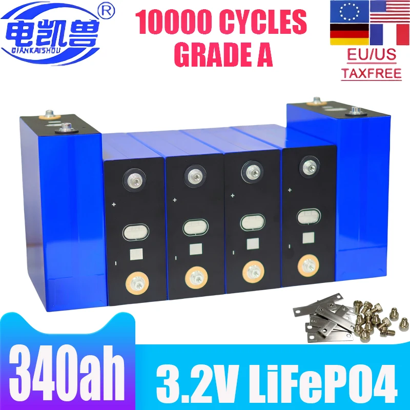 

Новый аккумулятор LiFePO4 емкостью 340 Ач 3,2 В 3C DIY 12 В 24 В 48 В аккумуляторный блок электромобиль корабль солнечная энергетическая система без налога