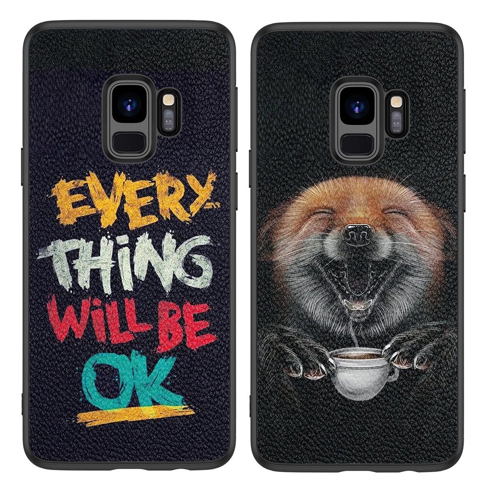 Back Cover Leather Case for Samsung Galaxy S7 Edge S8 S9 Plus S10E S10X S10 Lite High Quality with Everything Will Be OK Dog