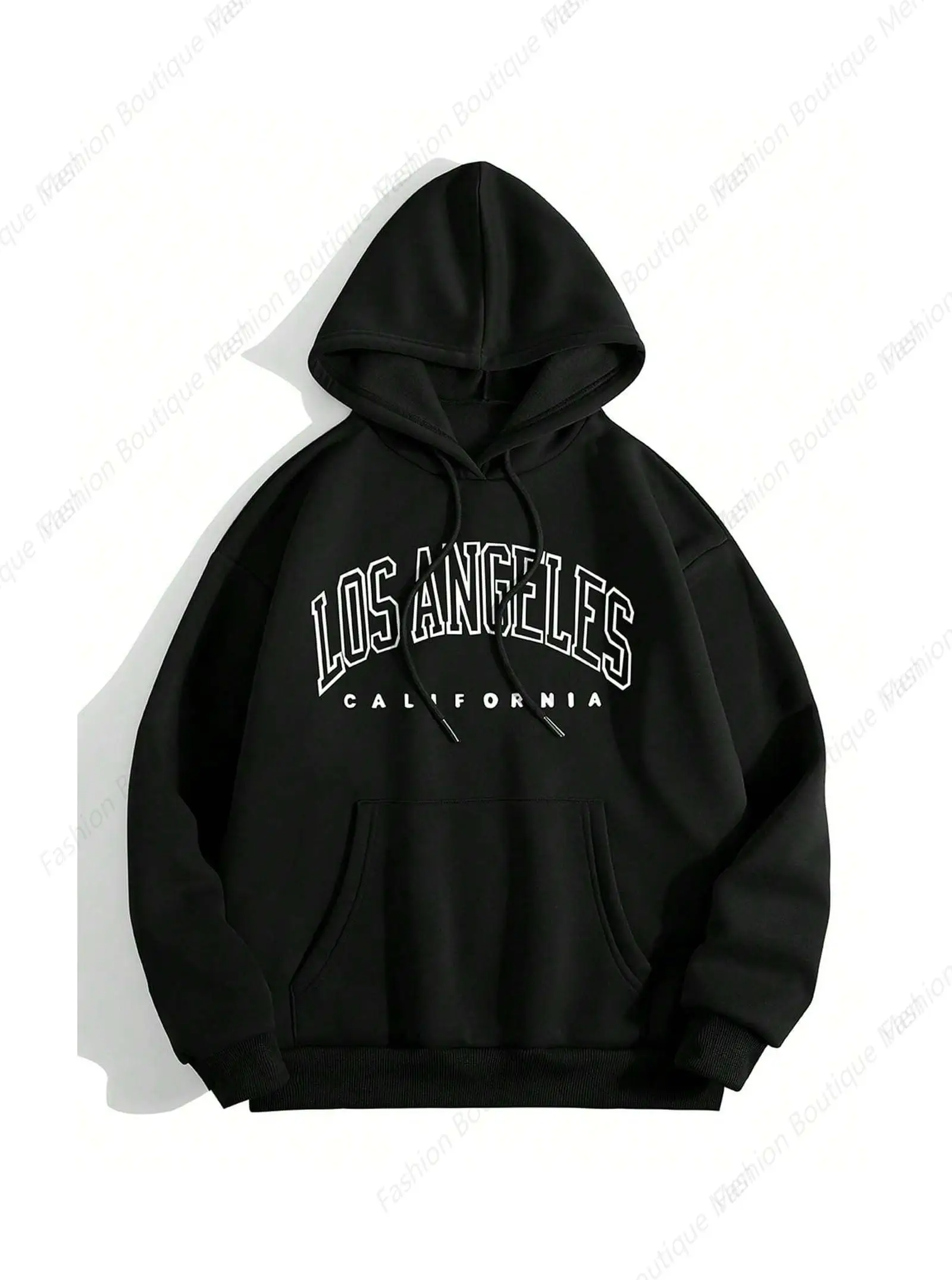 Casual Classic คุณภาพสูง Los Angeles Letter พิมพ์ Hoodies สําหรับผู้ชายผู้หญิงกระเป๋าความงาม Hood เสื้อผ้าความงาม