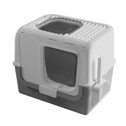 Caja de arena cerrada para gatos, salida superior y control de olores