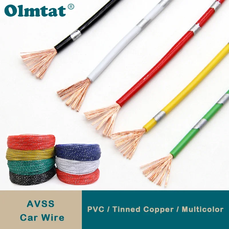 

5/50/100m AVSS Car Wire 24 22 20 18 16 14 13AWG OFC Oxygen-free Copper Thin PVC Insulation Speaker Audio Cable Automotive Wires