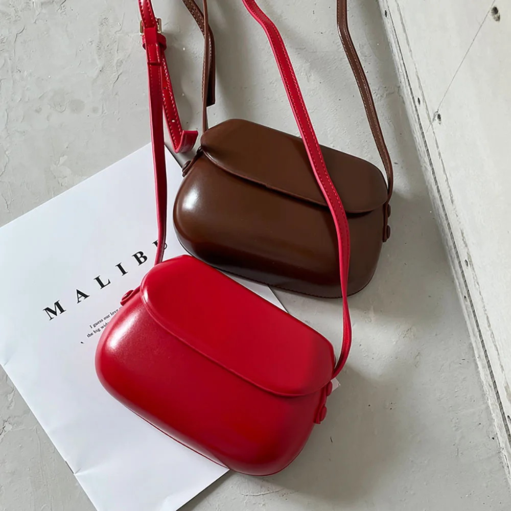 Spring Summer Vintage Red Mini Bags For Women Chic New Korean Solid Color Crossbody Bags Ladies PU Leather Card Pack Wallet