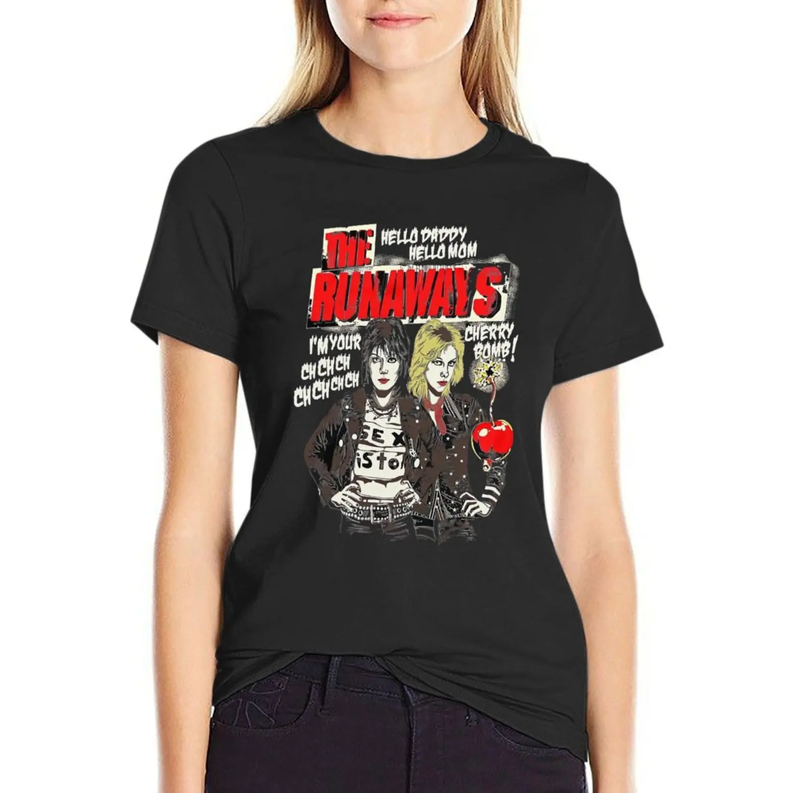 The Runaways Cherry Bomb T-Shirt lady clothes graphics woman t shirt