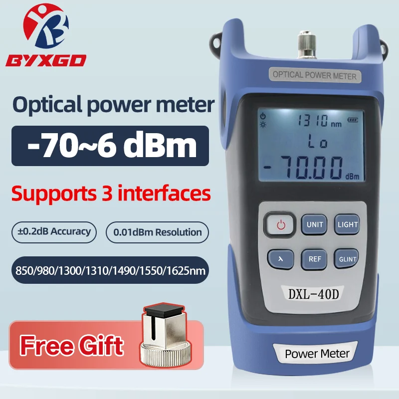 

Оптический измеритель мощности DXL-40D 10 мВт с визуальным локатором неисправностей, высокоточный тестер оптоволокна -50~+20 дБм для тестирования сетей FTTH и CATV