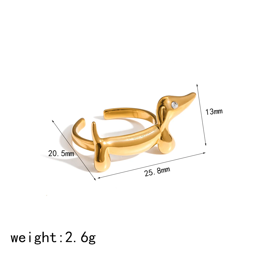 Niedliche Dackel-Anhänger-Halskette für Frauen, Haustier-Schmuckset, 18K vergoldeter 316L Edelstahl-Schmuck, Geschenke – Detail 9