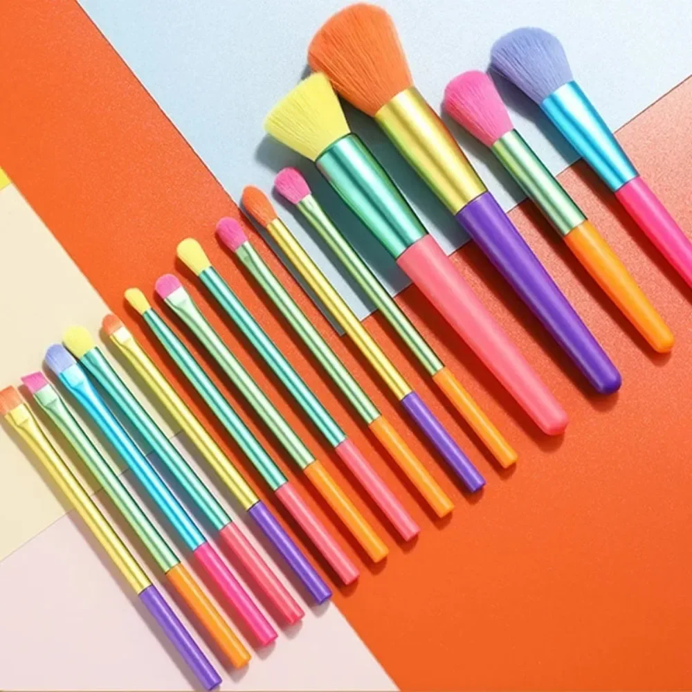 

15Pcs Rainbow Color Makeup Brush Set Make Up Concealer Eyeshadow Brushes Blush Powder Foundation Brush Beauty Cosmetic Tools