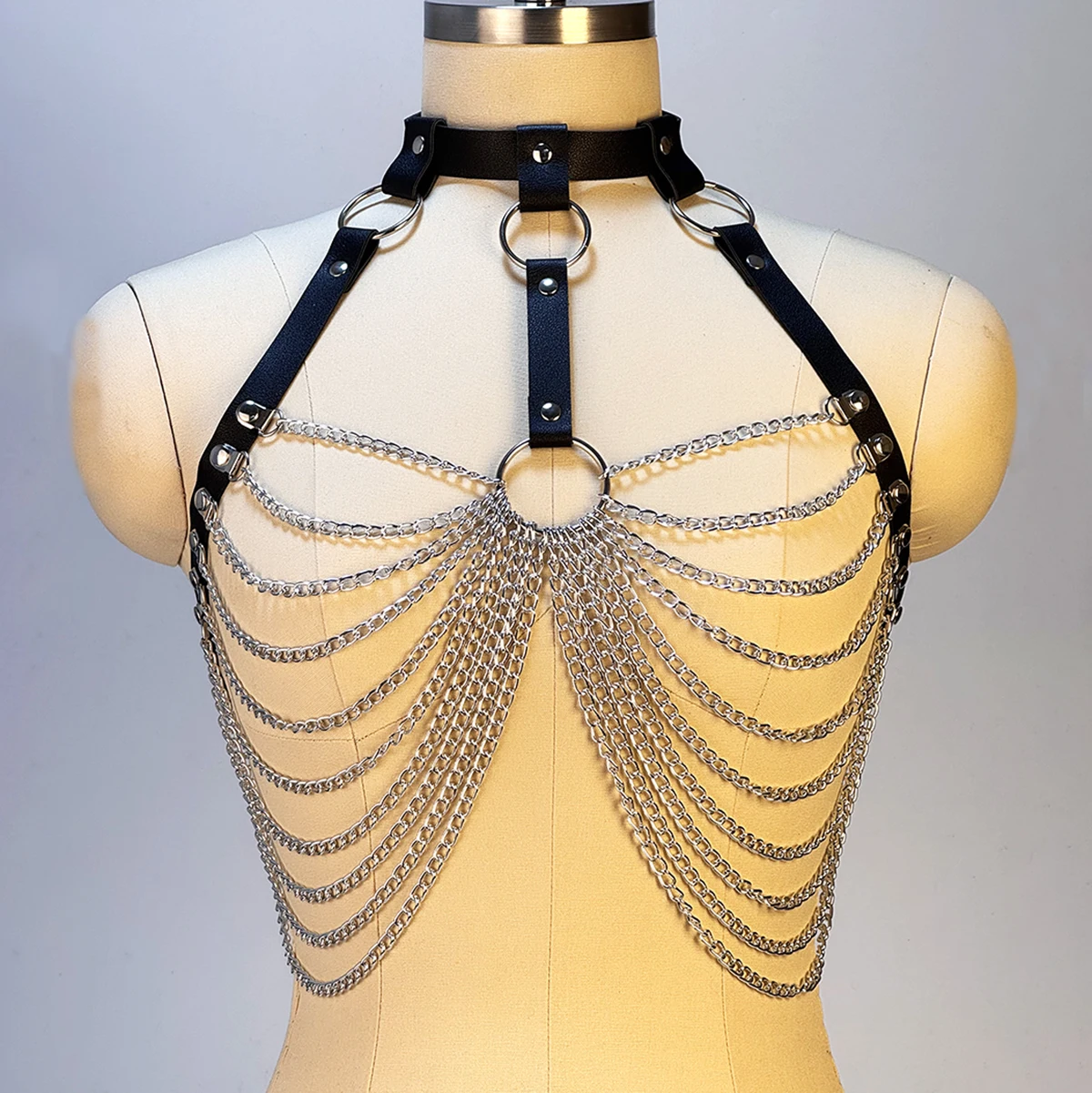 المرأة الاتجاه فاسق حزام موضة بولي Leather حزام خصر من الجلد الإناث الشارع نمط الديكور الجسم حزام على شكل سلسلة القوطية الملابس والاكسسوارات