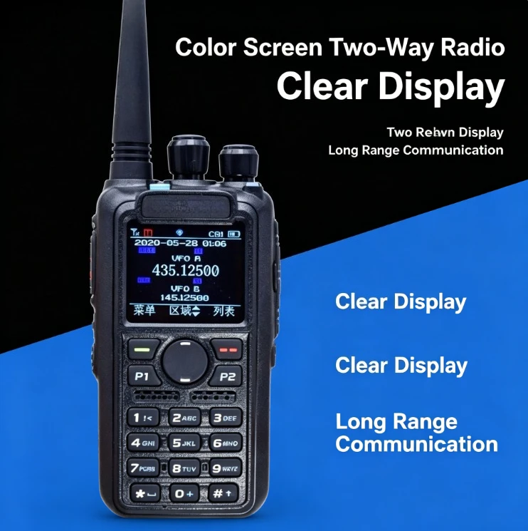 AT‑D878UVIIPLUS DMR Two‑Way Radio Walkie Talkie Positioning Digital & Analog Dual Band Handheld Transceiver HAM Radio