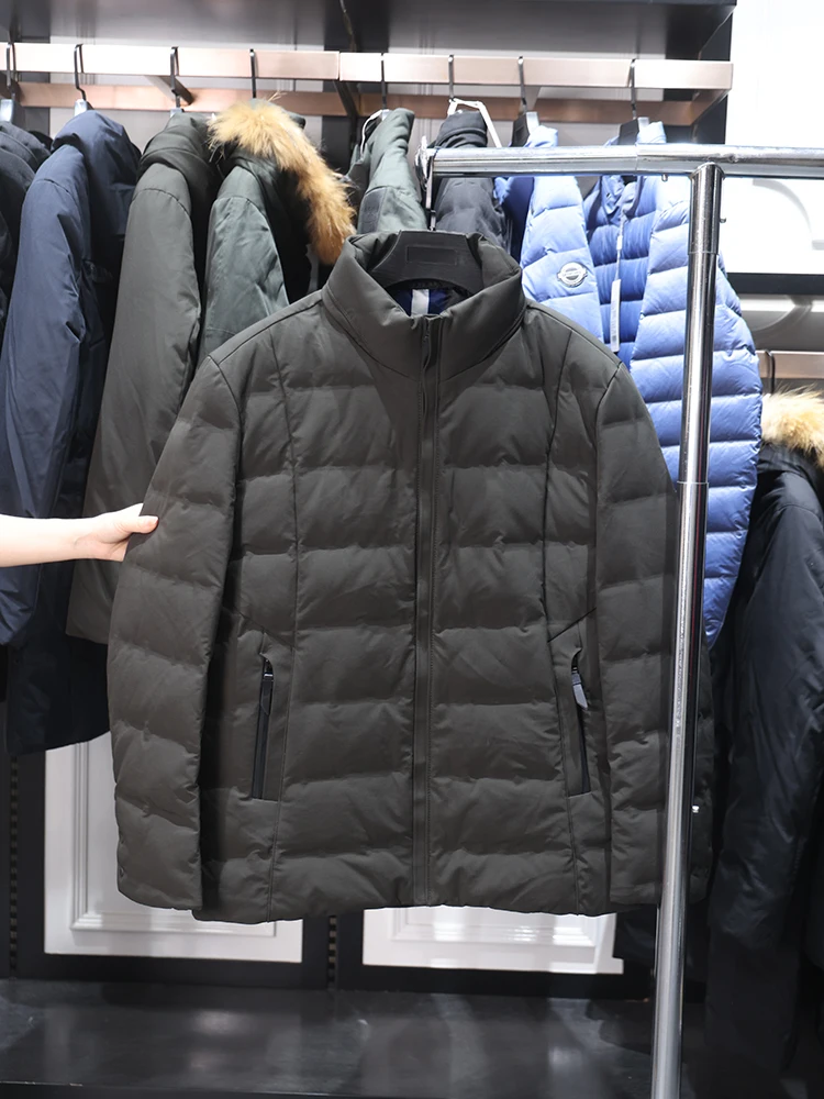 

Homesick Spring Autumn Men's Fashion Simple Windproof Warm Stand Collar Business down Jacket Casual Style Regular Fit Outerwear