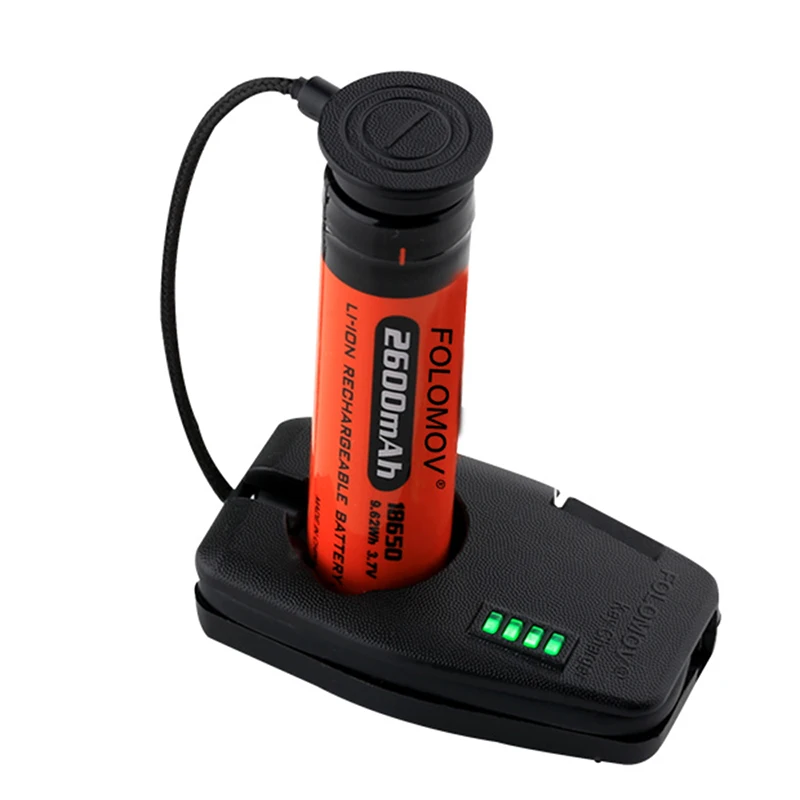 Caricabatterie magnetico USB FOLOMOV per batteria agli ioni di litio 21700 20700 18650 caricabatterie portachiavi con indicatore di alimentazione a