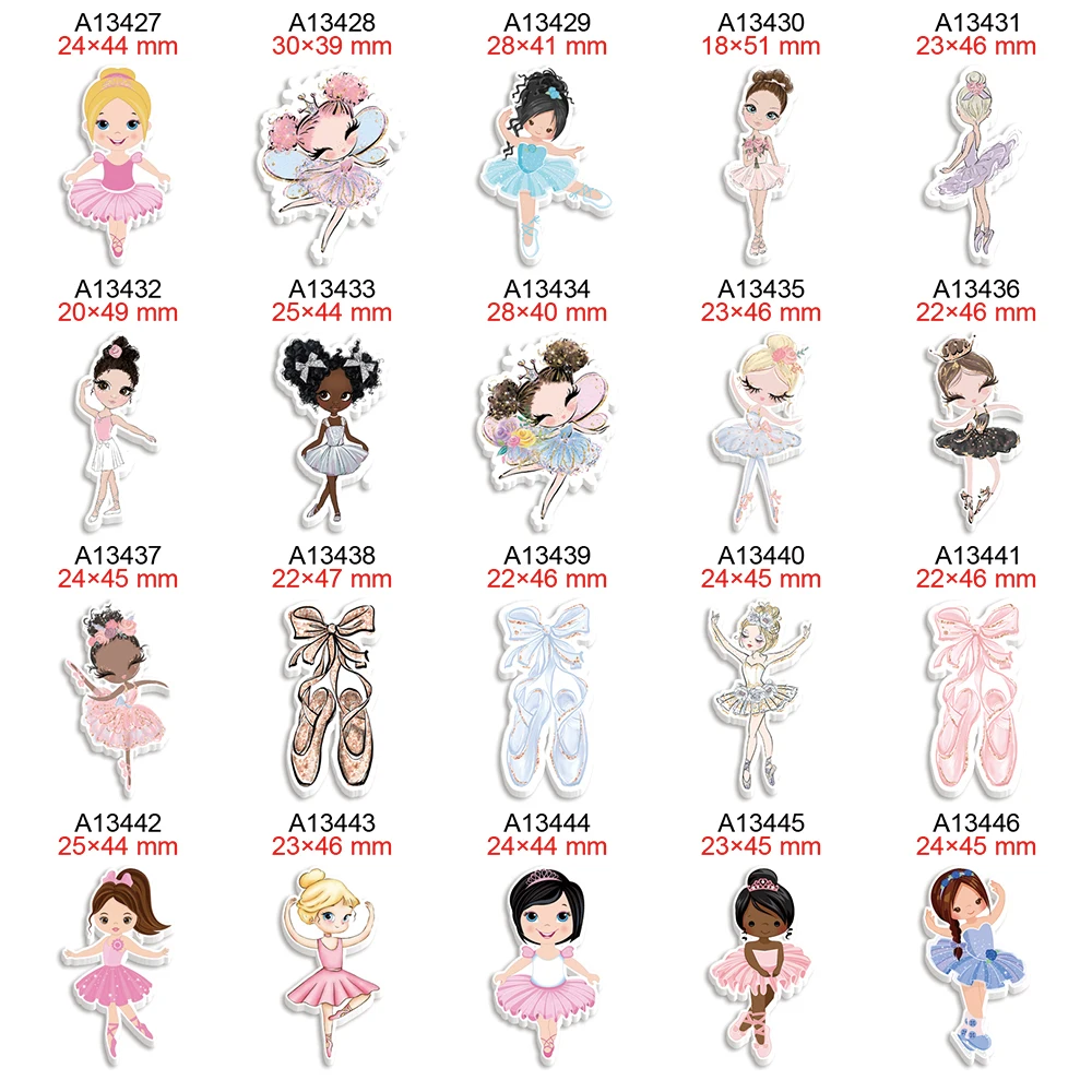 

Ballet Dancing Girl Cartoon Character Printed Flatback Planar Resin for DIY Hairbows Party Craft Supplies Handmade Material