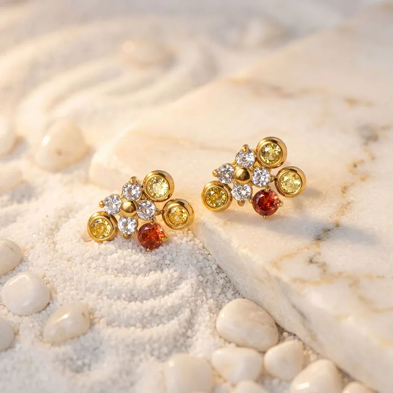 Colored stone grapes stud earrings for women stainless steel earrings simple minimalist delicated jewelry new in 2026