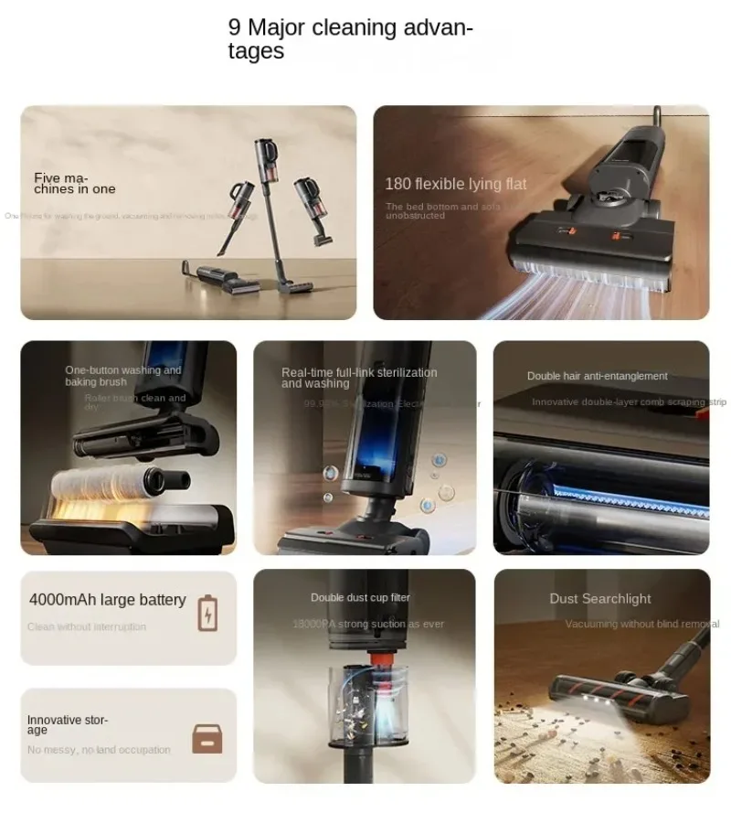 آلة أرضية Xiaomi Mijia اللاسلكية 3Max للكنس والسحب المتكاملة للمسطحة والتجفيف والكنس وإزالة العث