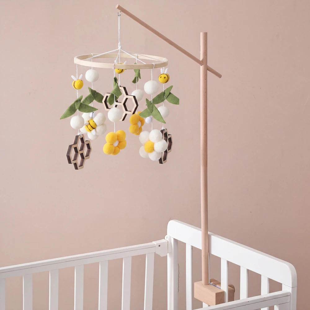 Baby Crib Mobile 360 Degree Horizontal Rotation Plush Baby Bed Bell Cotton Thread Toys Hanging Mobile for Auditory Perception