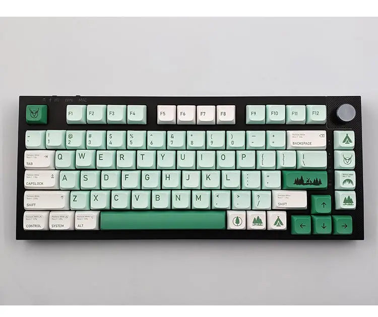 녹색과 흰색 키 캡, 잃어버린 숲 136 키, XDA PBT 열 승화, DIY 기계식 키보드 키 캡