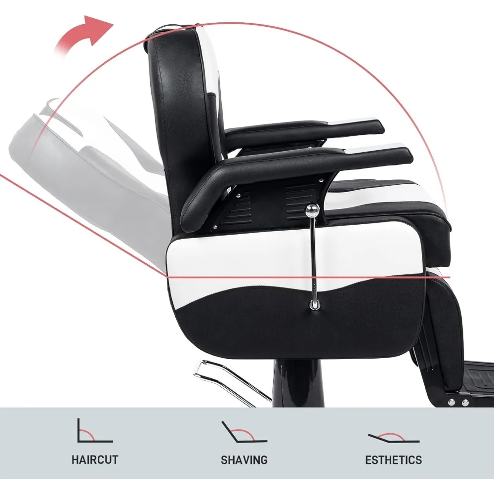 リクライニング付き油圧理髪チェア,高さ360度回転,調整可能,家庭用,美容院,スパ,すべての用途