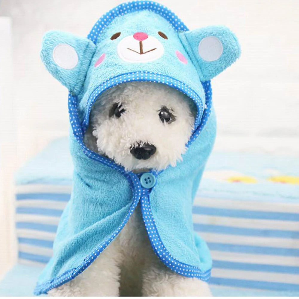 Pet Dog Towel Cotton Soft Drying Cute Amimal Pet Bath Towel Dogs Cats Puppy Hoodies Super Absorbent Bathrobes Cleaning Supply