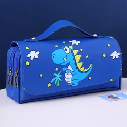 Outer Space Astronauts Cartoon Dinosaur Pencil Case 3layer Big Capacity Pencil Bags Stationery Pen Case For Boys School Supplies