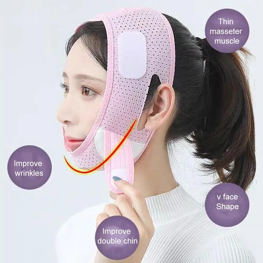 小顔ストラップ 二重あご解消 Vフェイスステッカー アンチバンデージ フェイスストラップベルトマスク リフトオーバルマスク フェイス ﻿