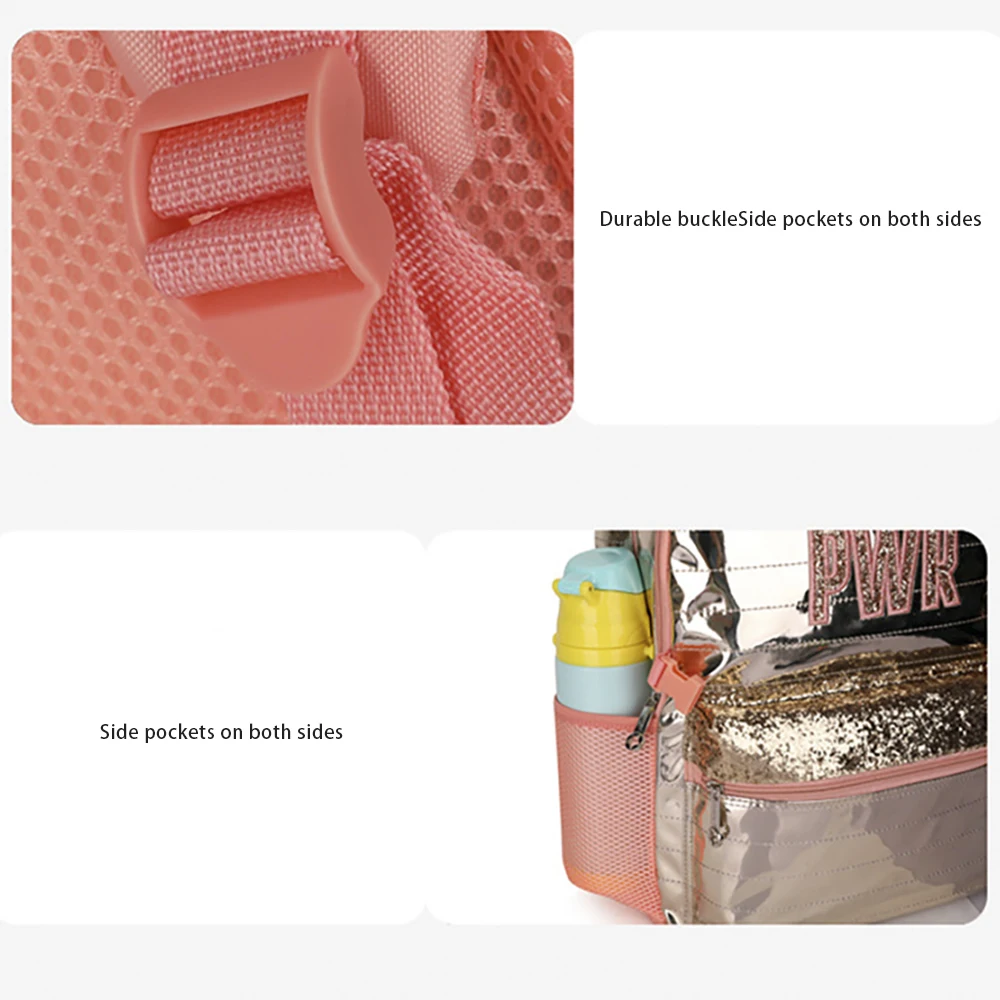School Bags Backpacks for School Teenagers Girls Waterproof Spine Protection Schoolbag Sequined Detachable Lunch Bag Girls Bags