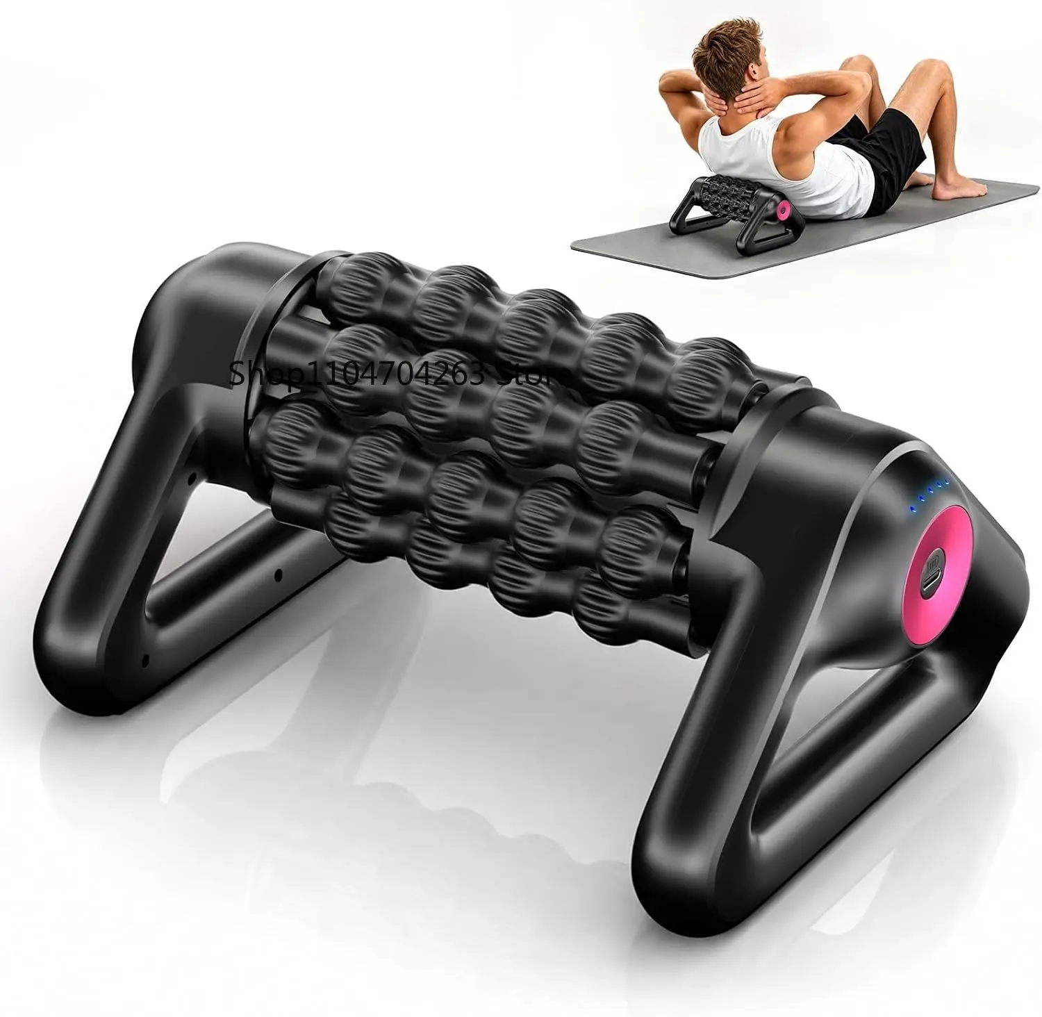 Rolling Percussive Massager Deep Tissue Muscle Massager and Back Roller, Rechargeable Leg Massager Roller for Legs, Foot & Calf
